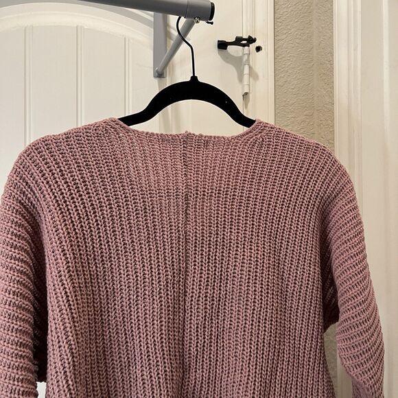 Chloe & Cyrus Tania V Neck Sweater Dark Pink Mauve Womens Size M Dolman Oversize - Picture 8 of 11